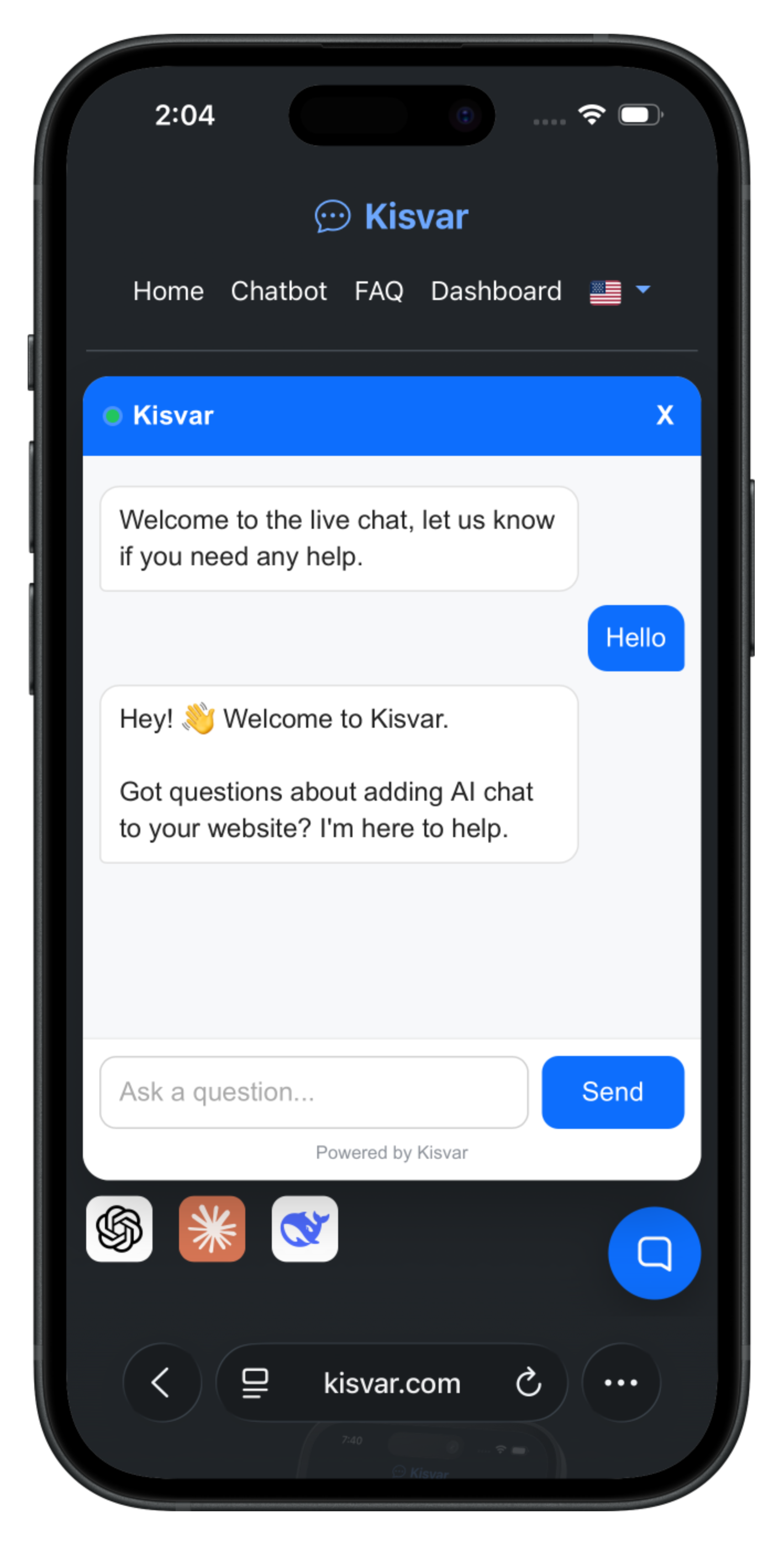 Dashboard chat preview